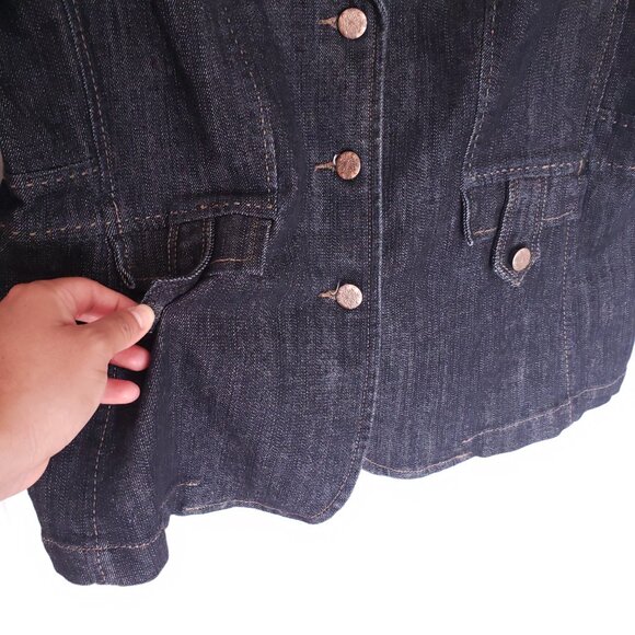 Yuva Navy Blue Button Long Sleeve Denim Jean Jacket Size XL - Picture 9 of 13